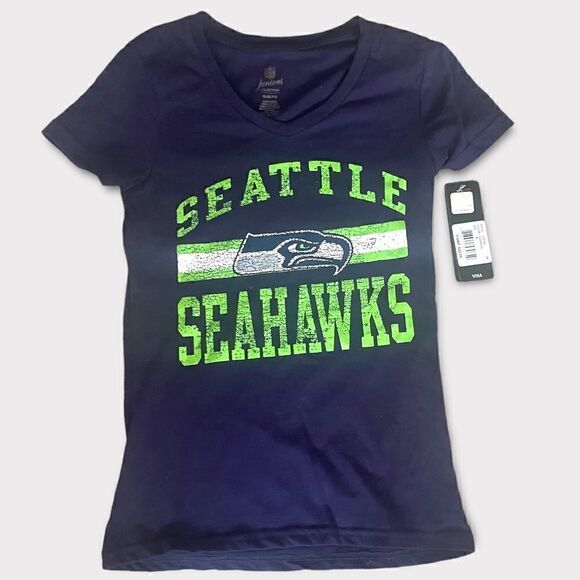 NFL Seattle Seahawks | NWT Junior’s V-neck Tee T-shirt Navy Blue Size M - Picture 1 of 5